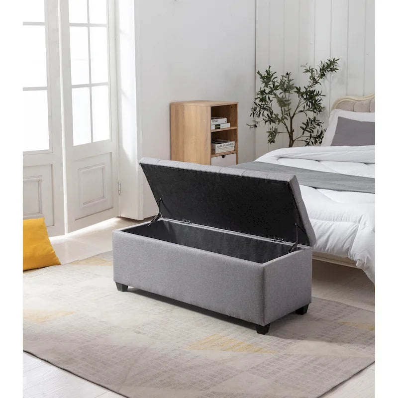 46.5-Inch Upholstered Flip-Top Storage Bench