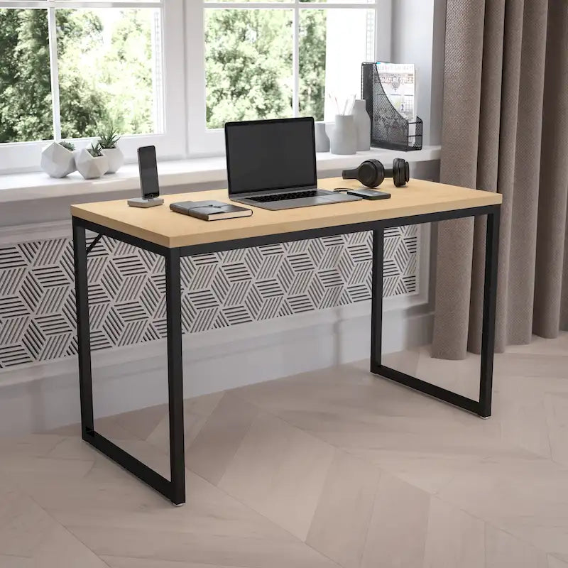 47-Inch Industrial Office Desk with Metal Frame