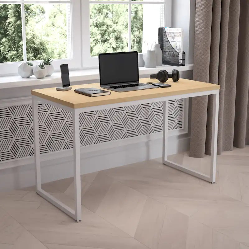 47-Inch Industrial Office Desk with Metal Frame