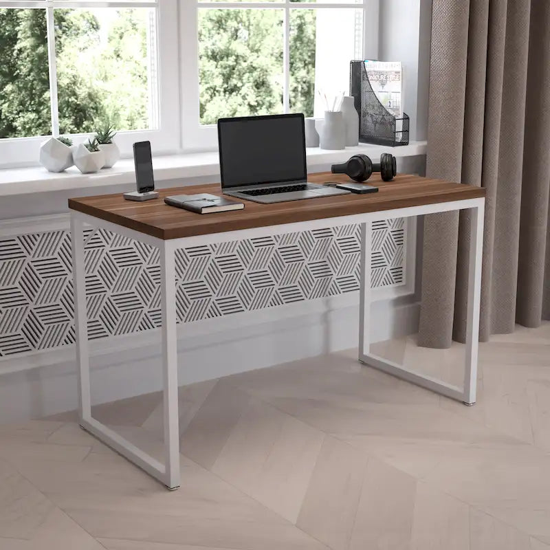 47-Inch Industrial Office Desk with Metal Frame
