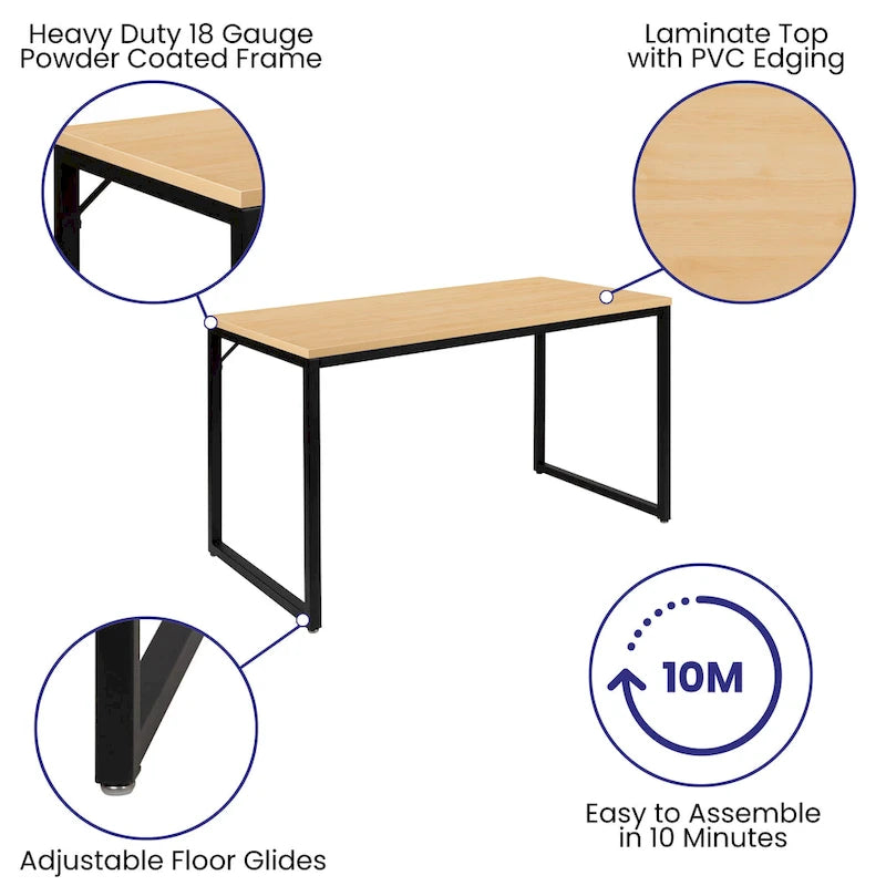 47-Inch Industrial Office Desk with Metal Frame