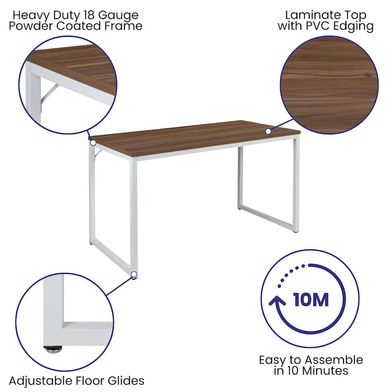 47-Inch Industrial Office Desk with Metal Frame