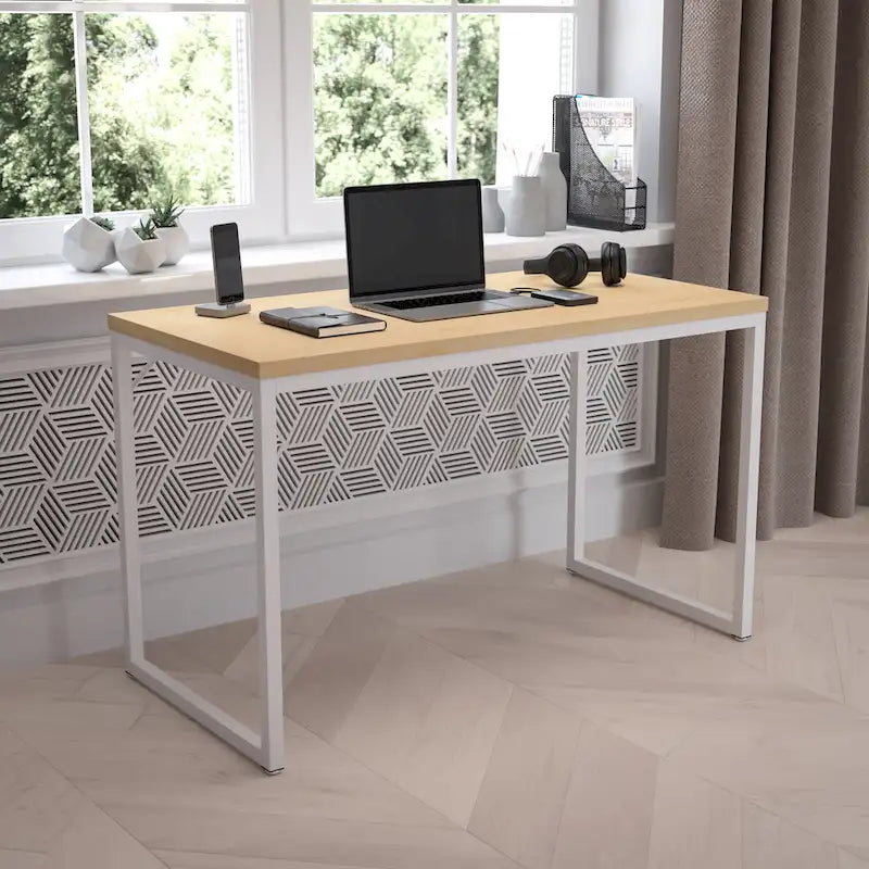 47-Inch Industrial Office Desk with Metal Frame