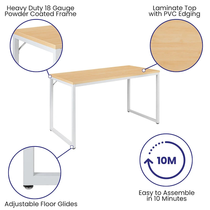 47-Inch Industrial Office Desk with Metal Frame