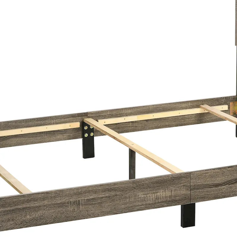 Full-Size Rustic Wood Platform Bed with Panel Headboard