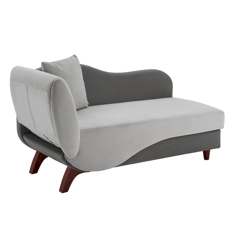 Two-Tone Velvet Storage Chaise with Adjustable Back