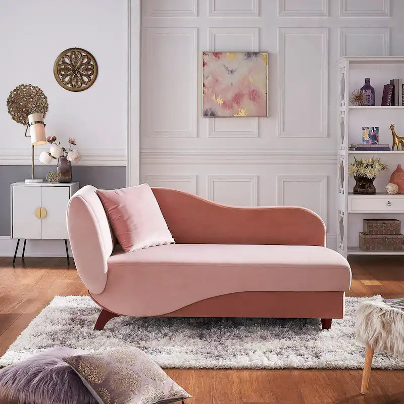 Two-Tone Velvet Storage Chaise with Adjustable Back