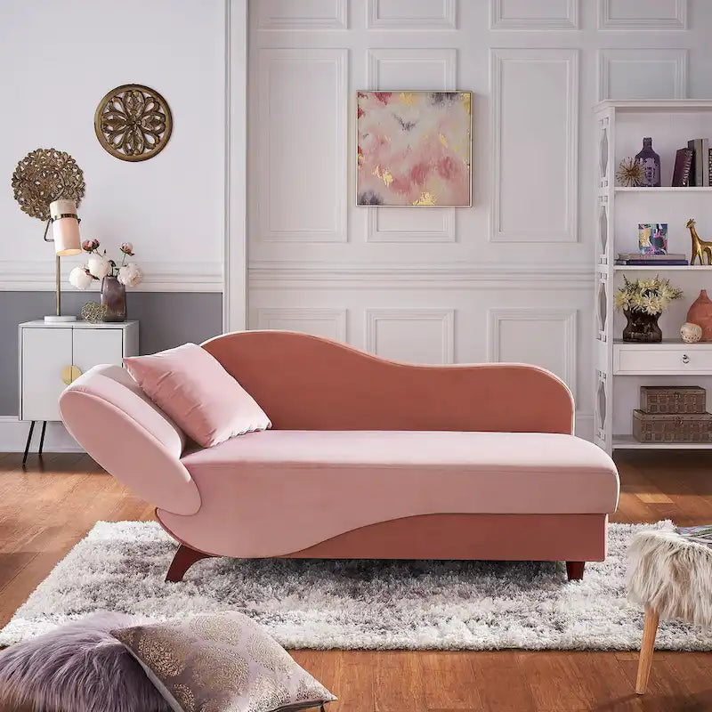 Two-Tone Velvet Storage Chaise with Adjustable Back