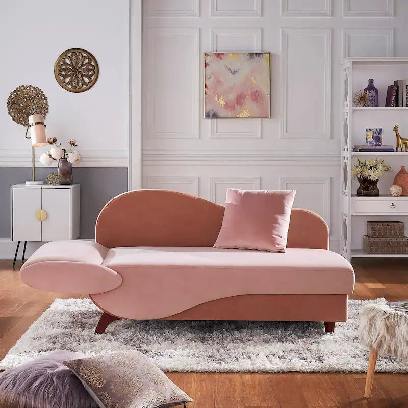 Two-Tone Velvet Storage Chaise with Adjustable Back