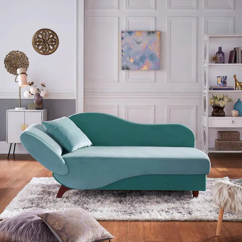 Two-Tone Velvet Storage Chaise with Adjustable Back