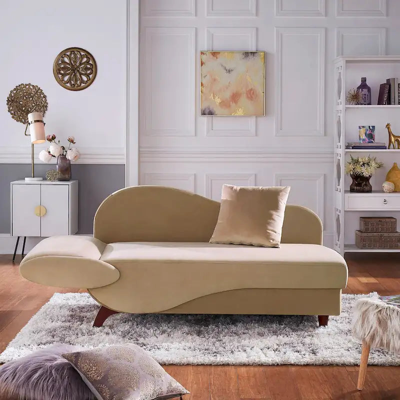 Two-Tone Velvet Storage Chaise with Adjustable Back