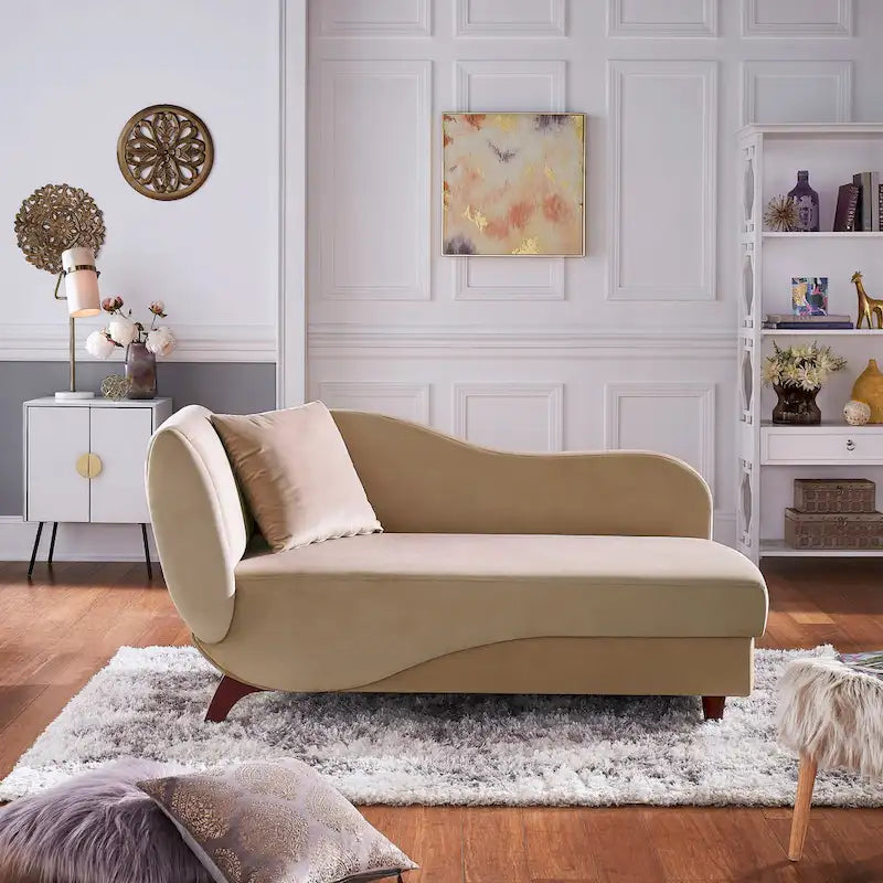 Two-Tone Velvet Storage Chaise with Adjustable Back
