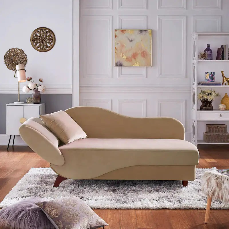 Two-Tone Velvet Storage Chaise with Adjustable Back