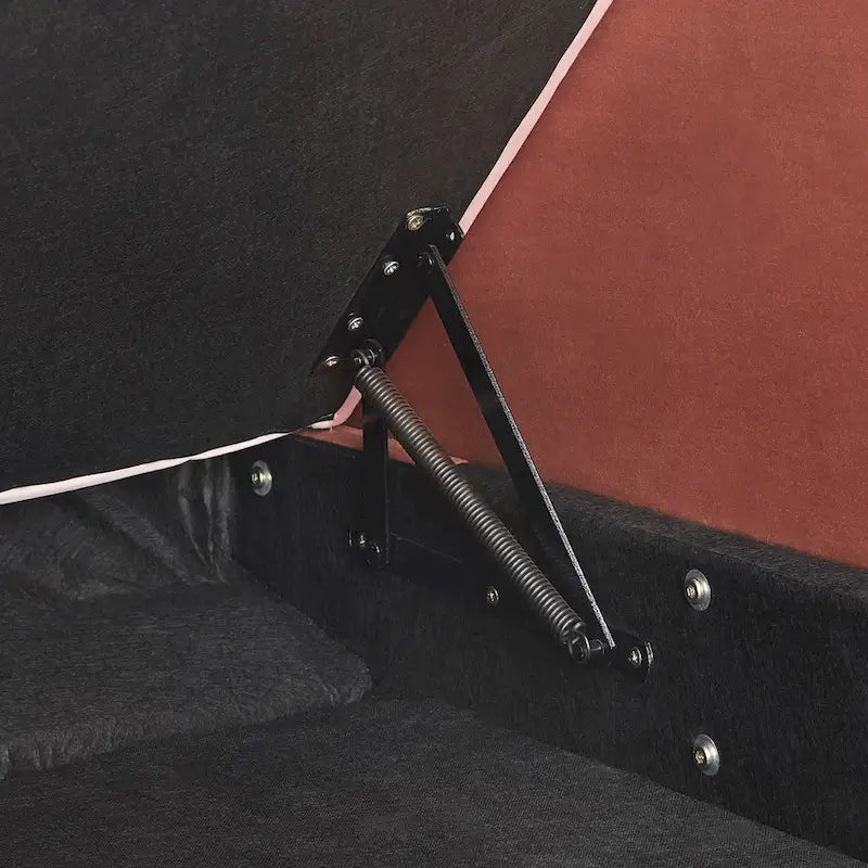 Two-Tone Velvet Storage Chaise with Adjustable Back