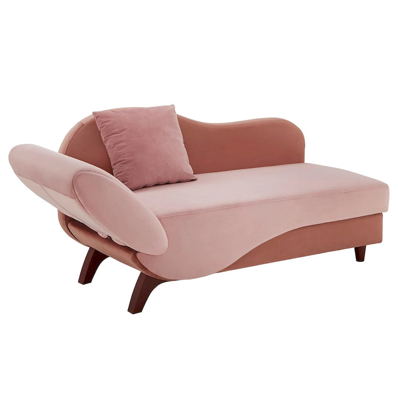 Two-Tone Velvet Storage Chaise with Adjustable Back