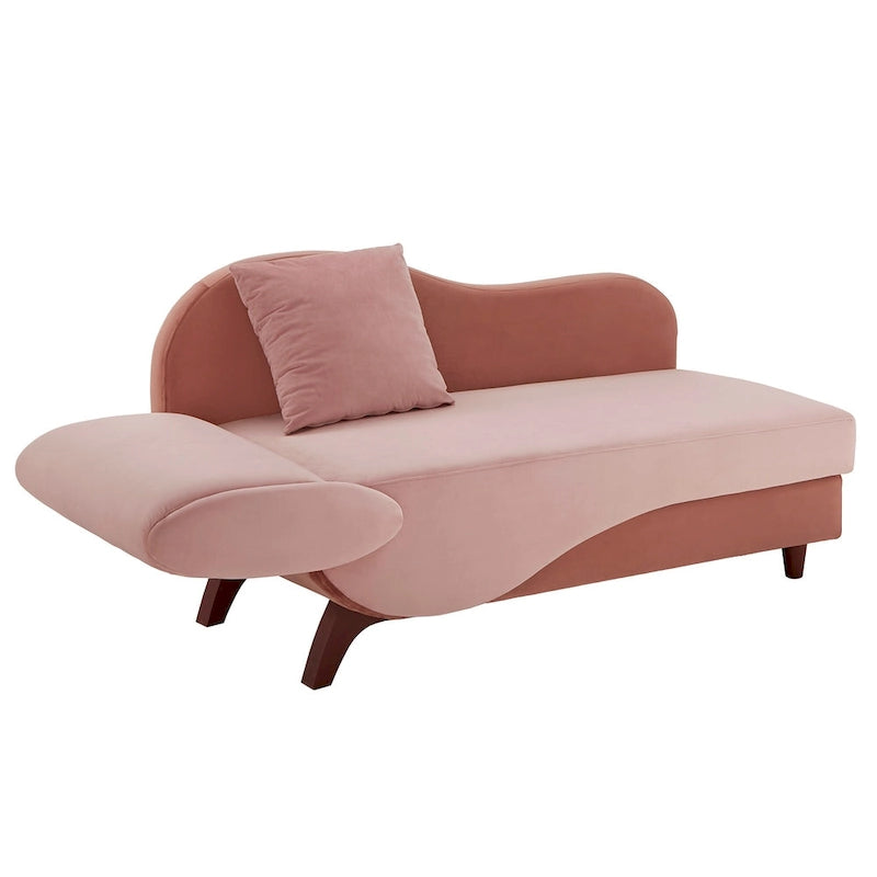 Two-Tone Velvet Storage Chaise with Adjustable Back