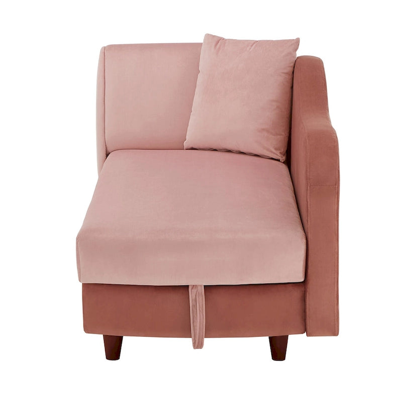 Two-Tone Velvet Storage Chaise with Adjustable Back
