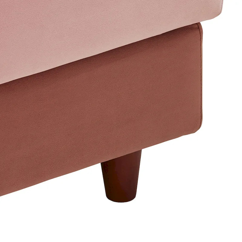 Two-Tone Velvet Storage Chaise with Adjustable Back