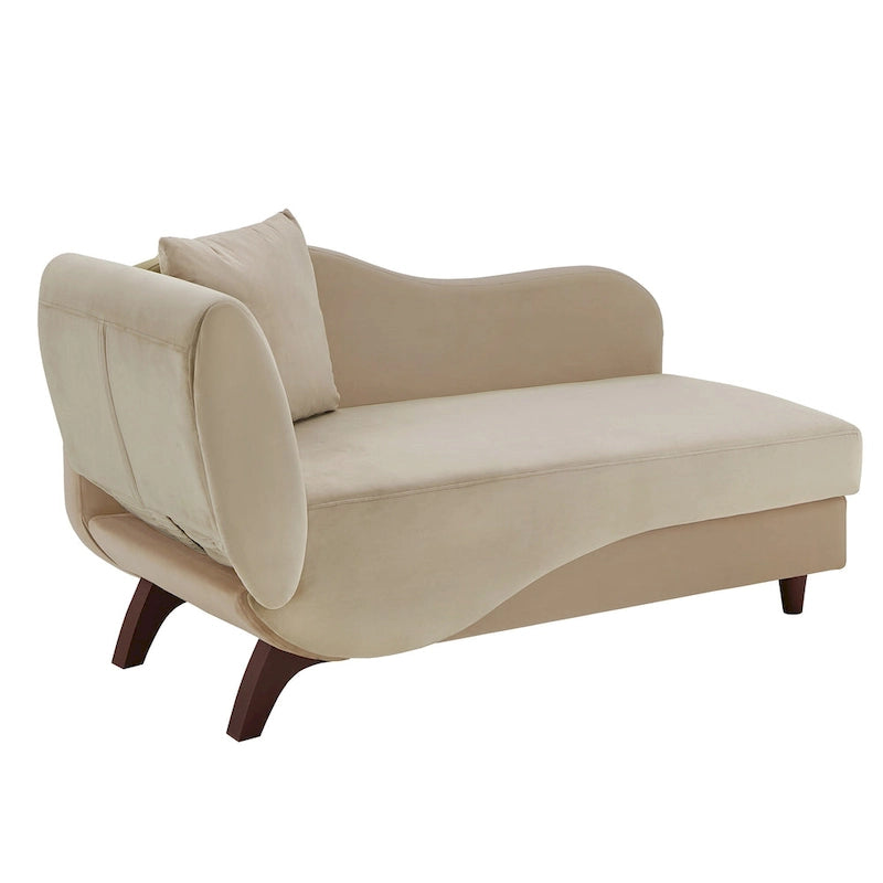 Two-Tone Velvet Storage Chaise with Adjustable Back