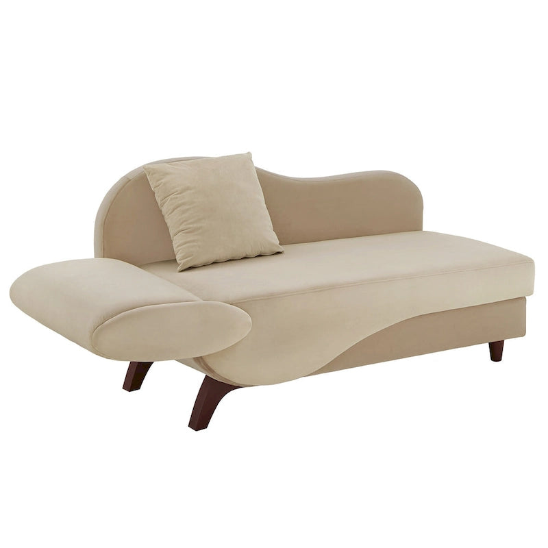 Two-Tone Velvet Storage Chaise with Adjustable Back