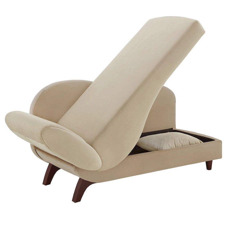 Two-Tone Velvet Storage Chaise with Adjustable Back