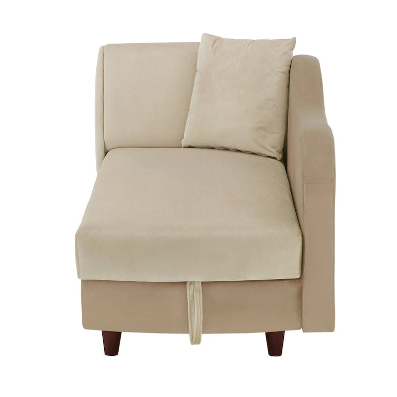 Two-Tone Velvet Storage Chaise with Adjustable Back