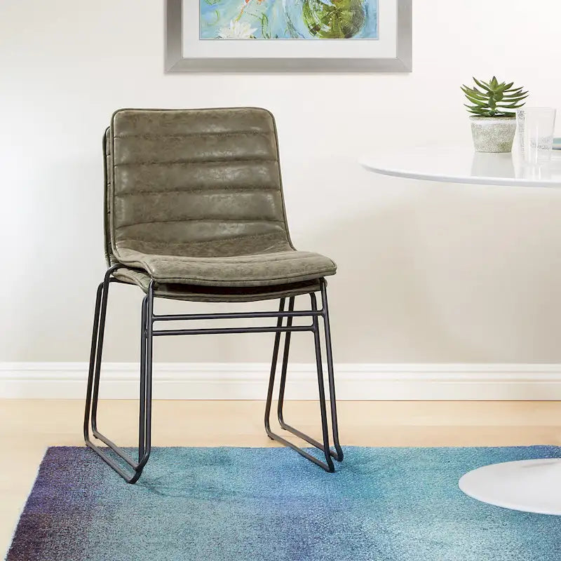 Modern Metal Stacking Chairs, Set of 2