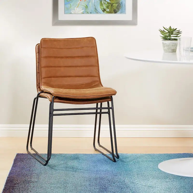 Modern Metal Stacking Chairs, Set of 2