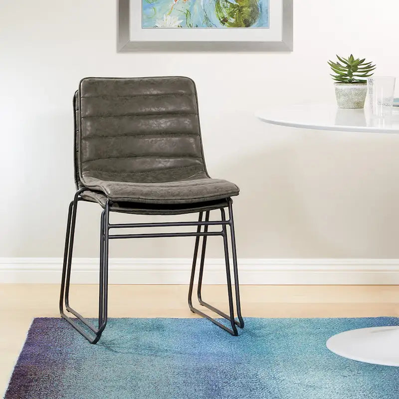 Modern Metal Stacking Chairs, Set of 2