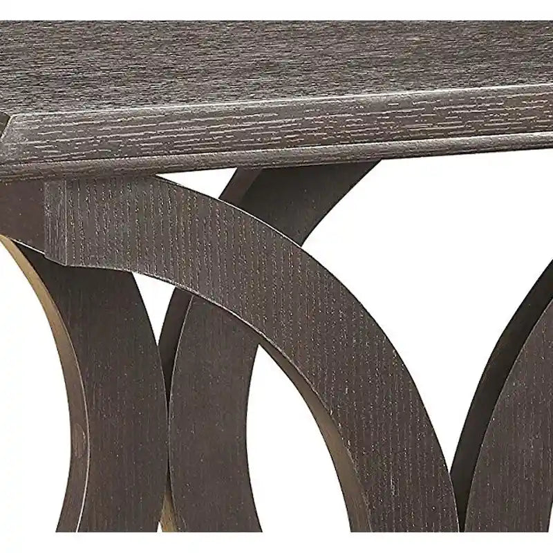 Espresso Brown C-Shaped Wood End Table with Open Shelf