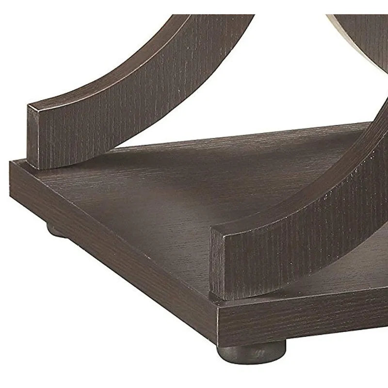 Espresso Brown C-Shaped Wood End Table with Open Shelf