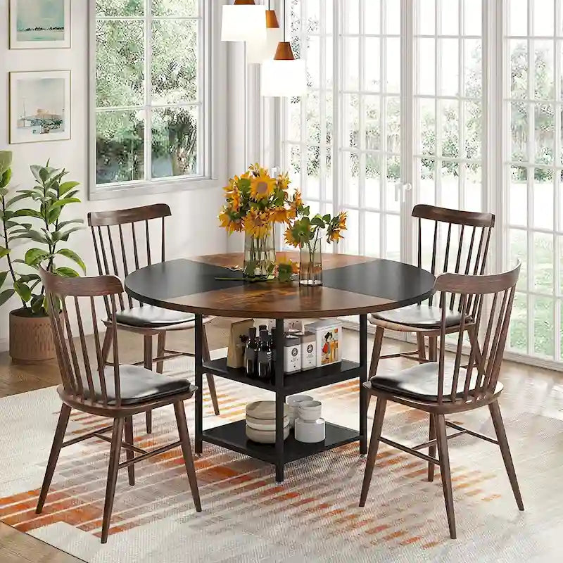 4-Person Dining Table with Storage Shelf