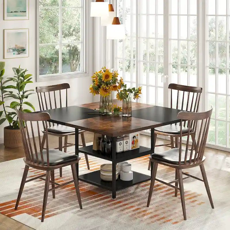 4-Person Dining Table with Storage Shelf