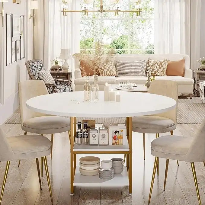 4-Person Dining Table with Storage Shelf