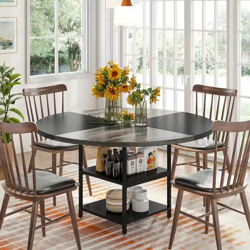 4-Person Dining Table with Storage Shelf