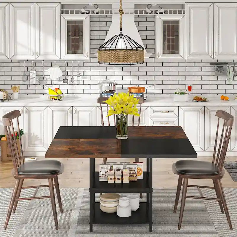 4-Person Dining Table with Storage Shelf