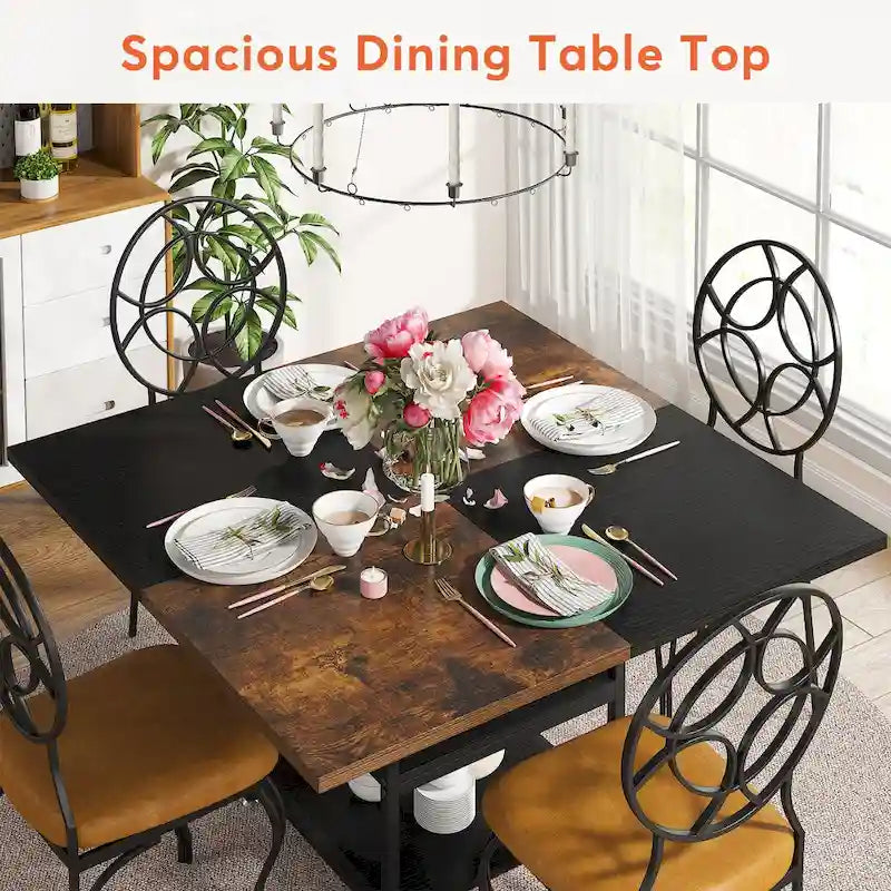 4-Person Dining Table with Storage Shelf
