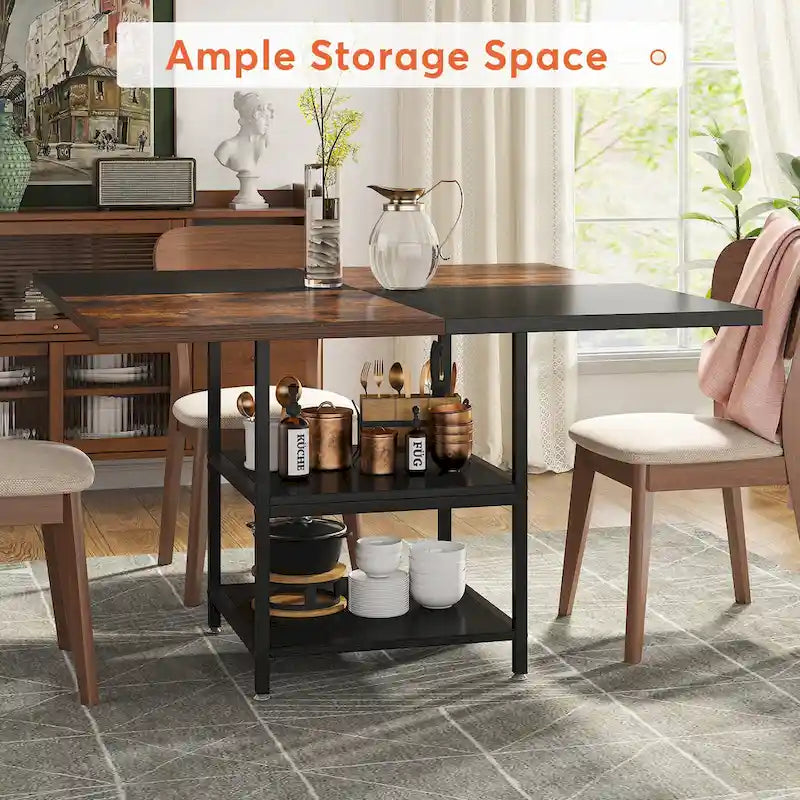 4-Person Dining Table with Storage Shelf