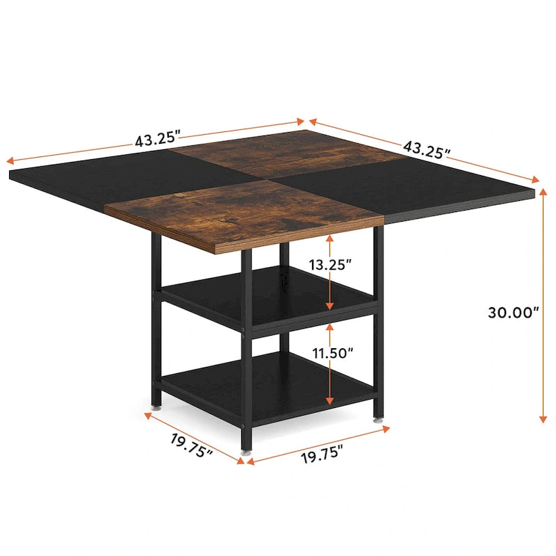 4-Person Dining Table with Storage Shelf