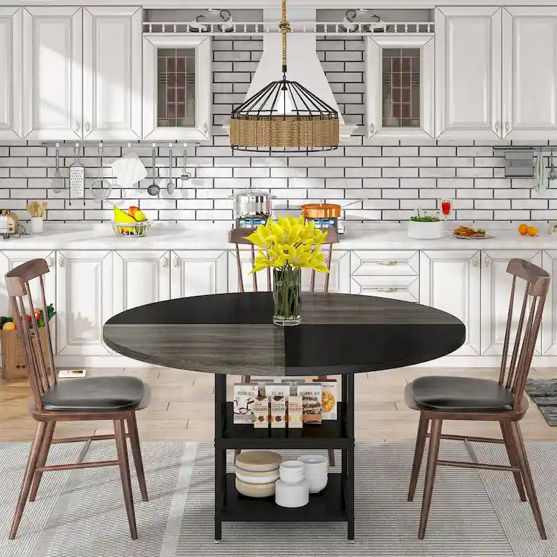 4-Person Dining Table with Storage Shelf