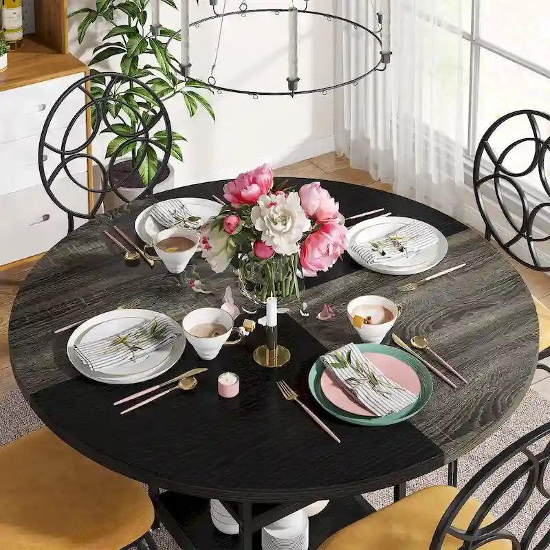 4-Person Dining Table with Storage Shelf