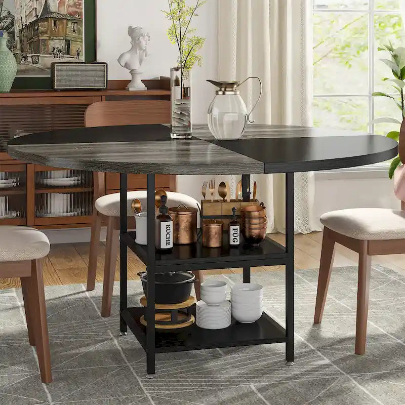4-Person Dining Table with Storage Shelf