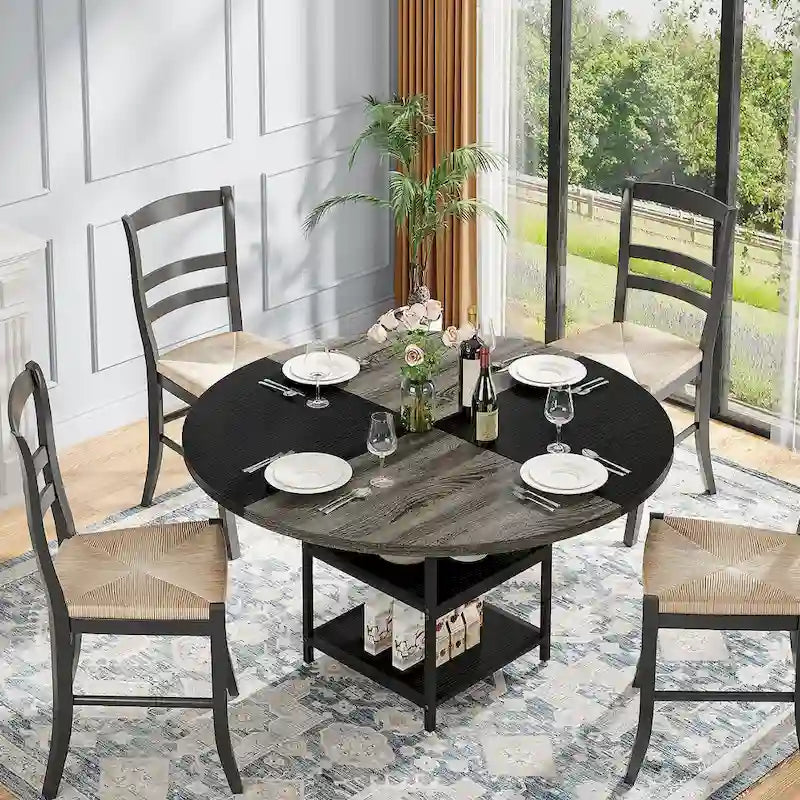 4-Person Dining Table with Storage Shelf