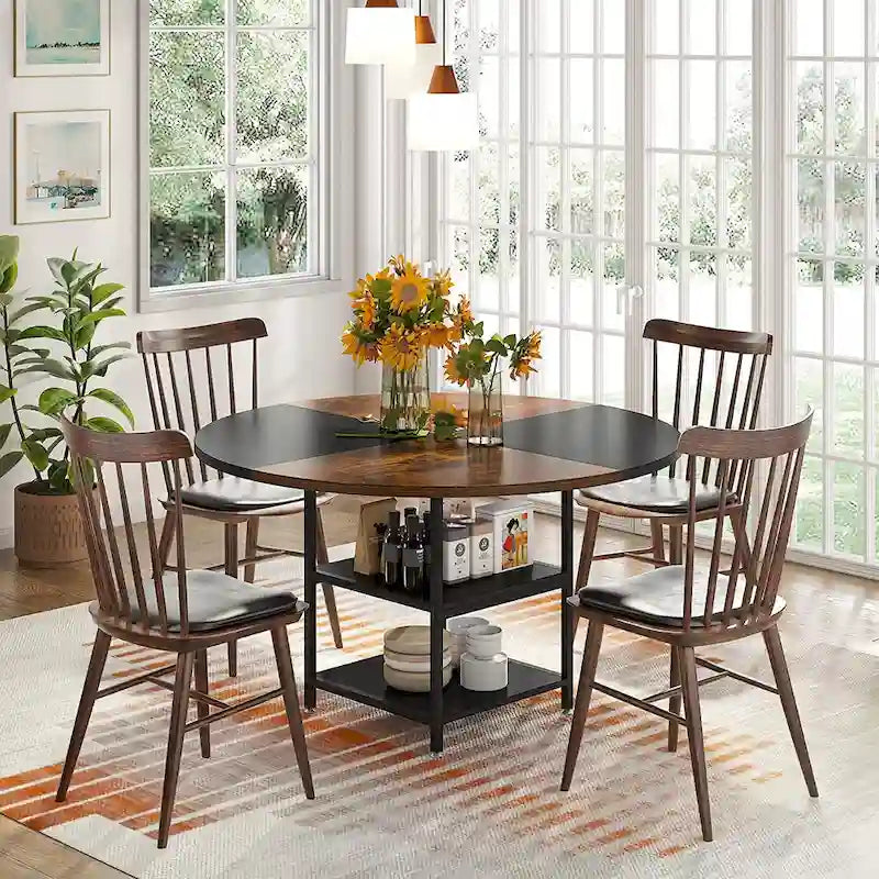 4-Person Dining Table with Storage Shelf