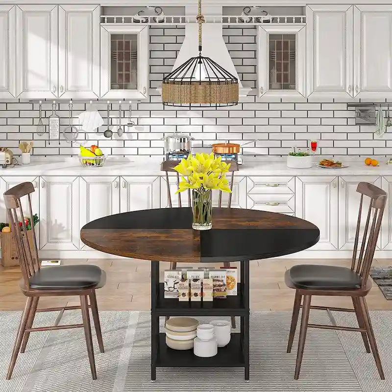 4-Person Dining Table with Storage Shelf
