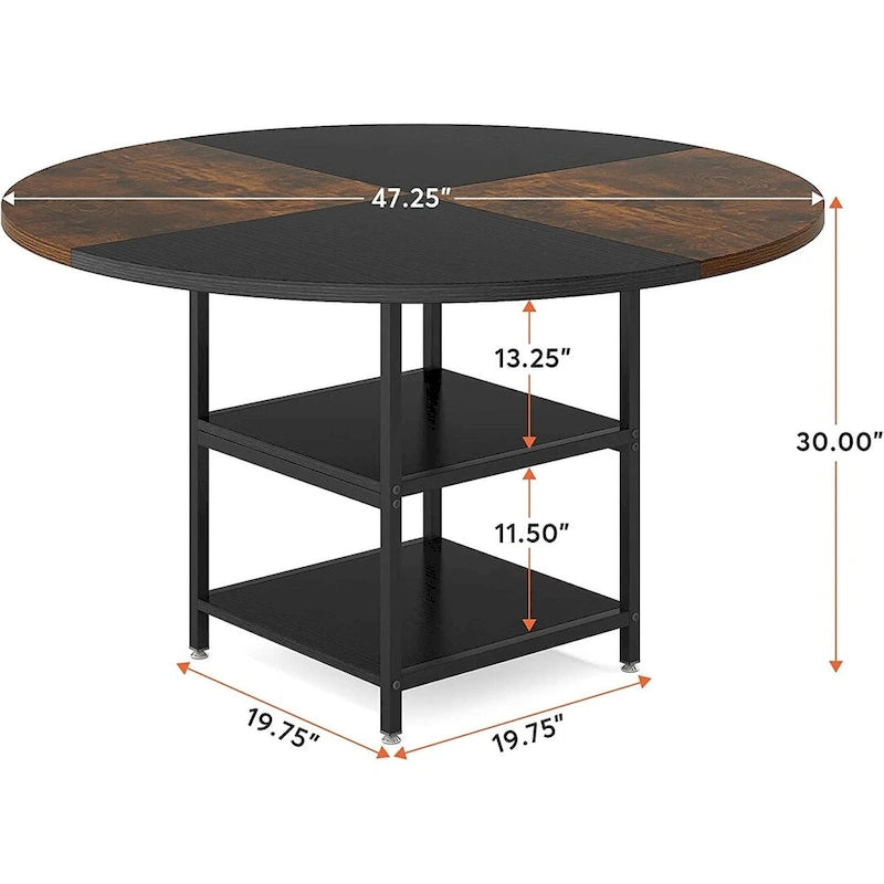 4-Person Dining Table with Storage Shelf