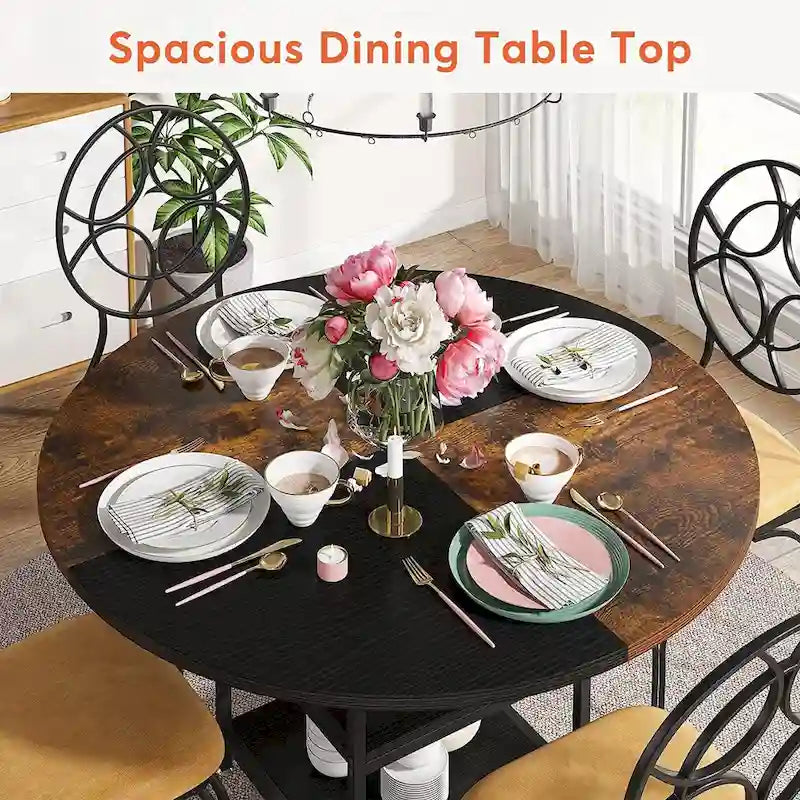 4-Person Dining Table with Storage Shelf