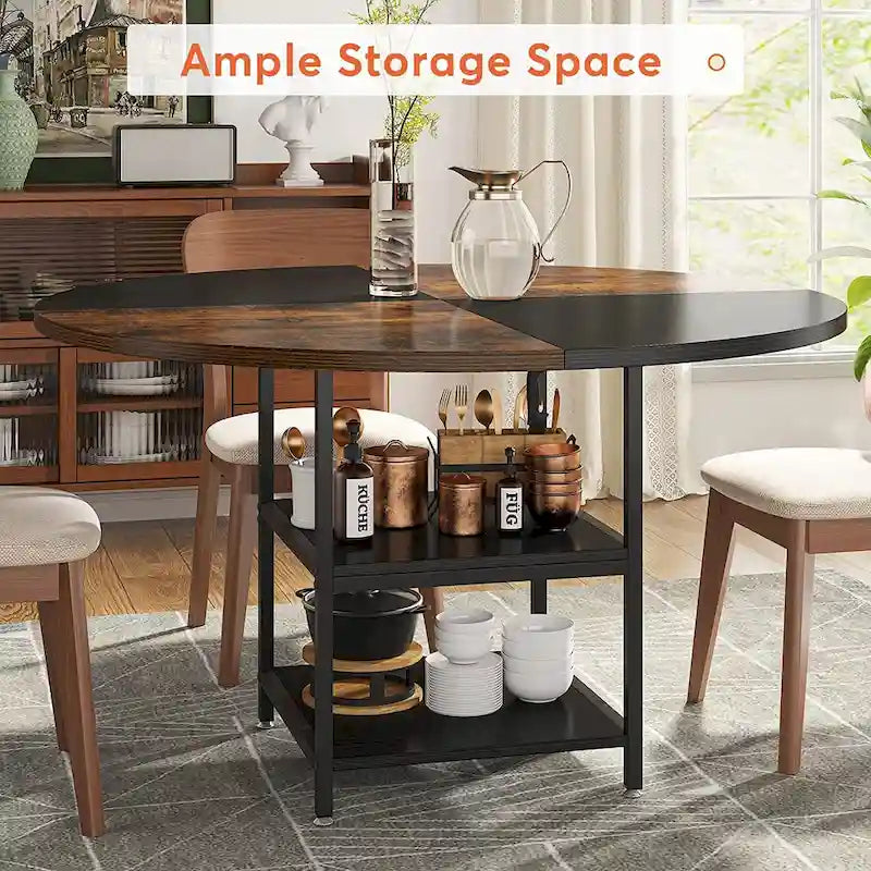 4-Person Dining Table with Storage Shelf