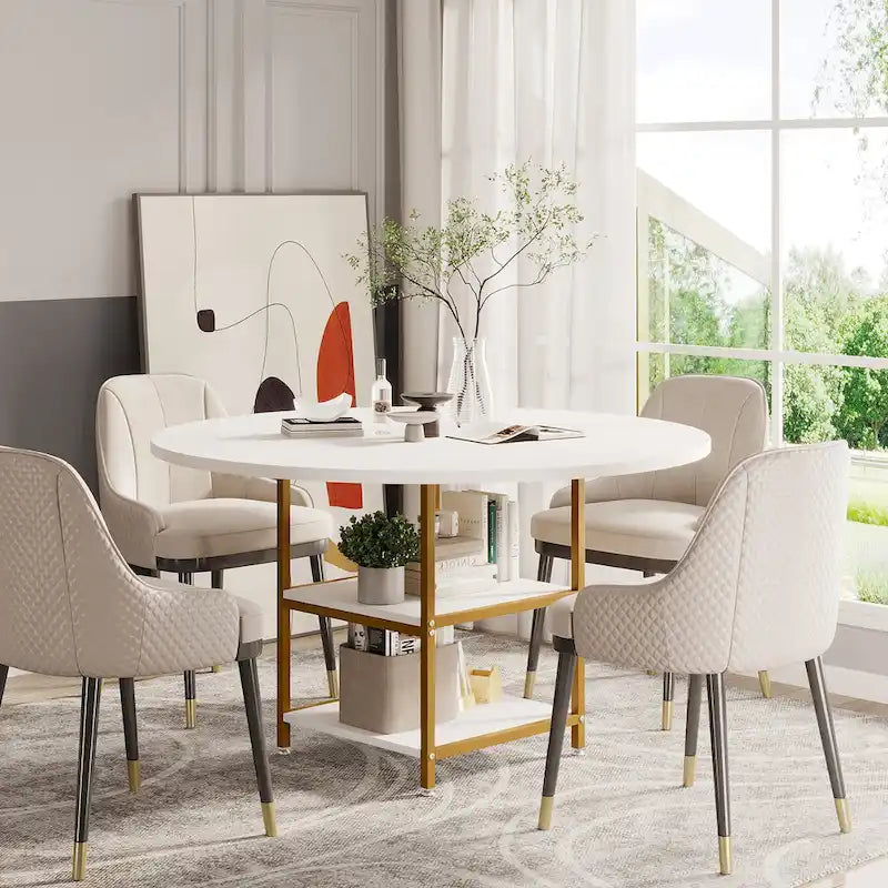 4-Person Dining Table with Storage Shelf