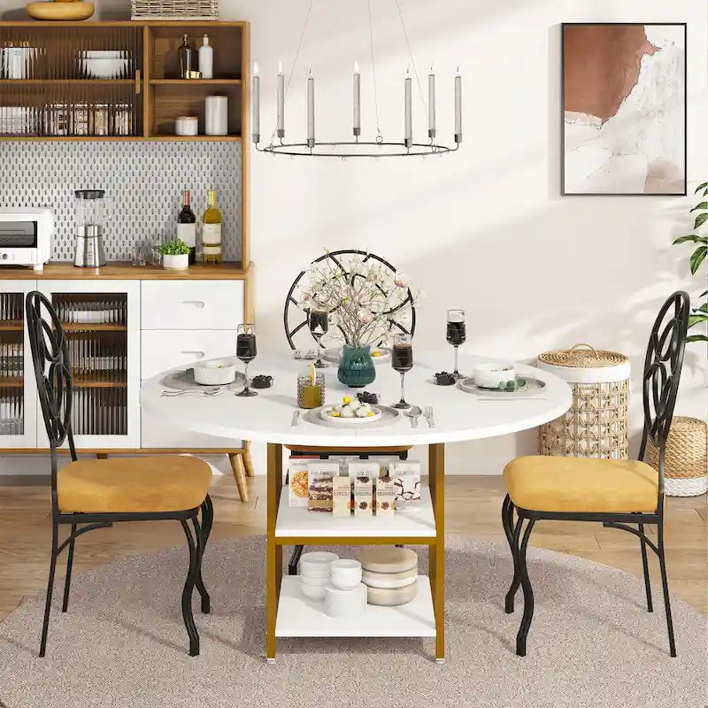 4-Person Dining Table with Storage Shelf
